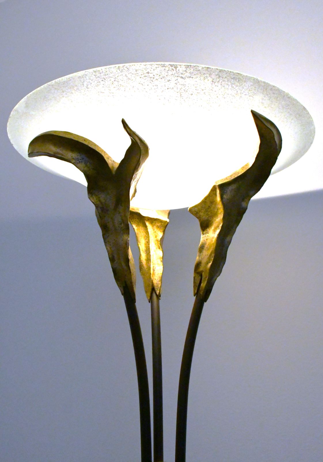 Verlichting Grote Franse art deco stijl vloerlamp met matglazen kap door Montauban, jaren 1980 photo
