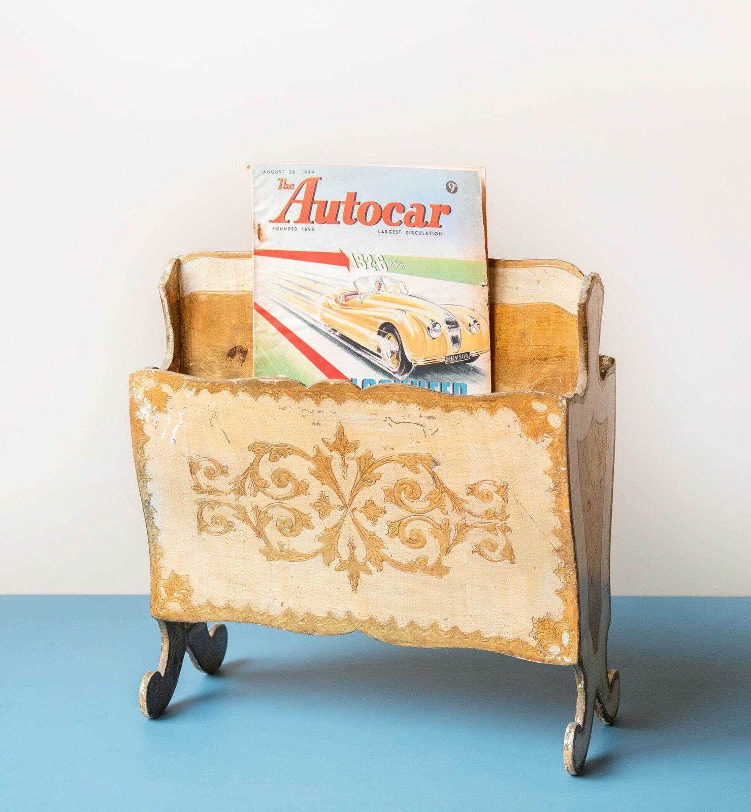 Vintage Florentine Magazine Rack   Italian Newspaper Stand   Hollywood Regency Book Holder photo furniture
