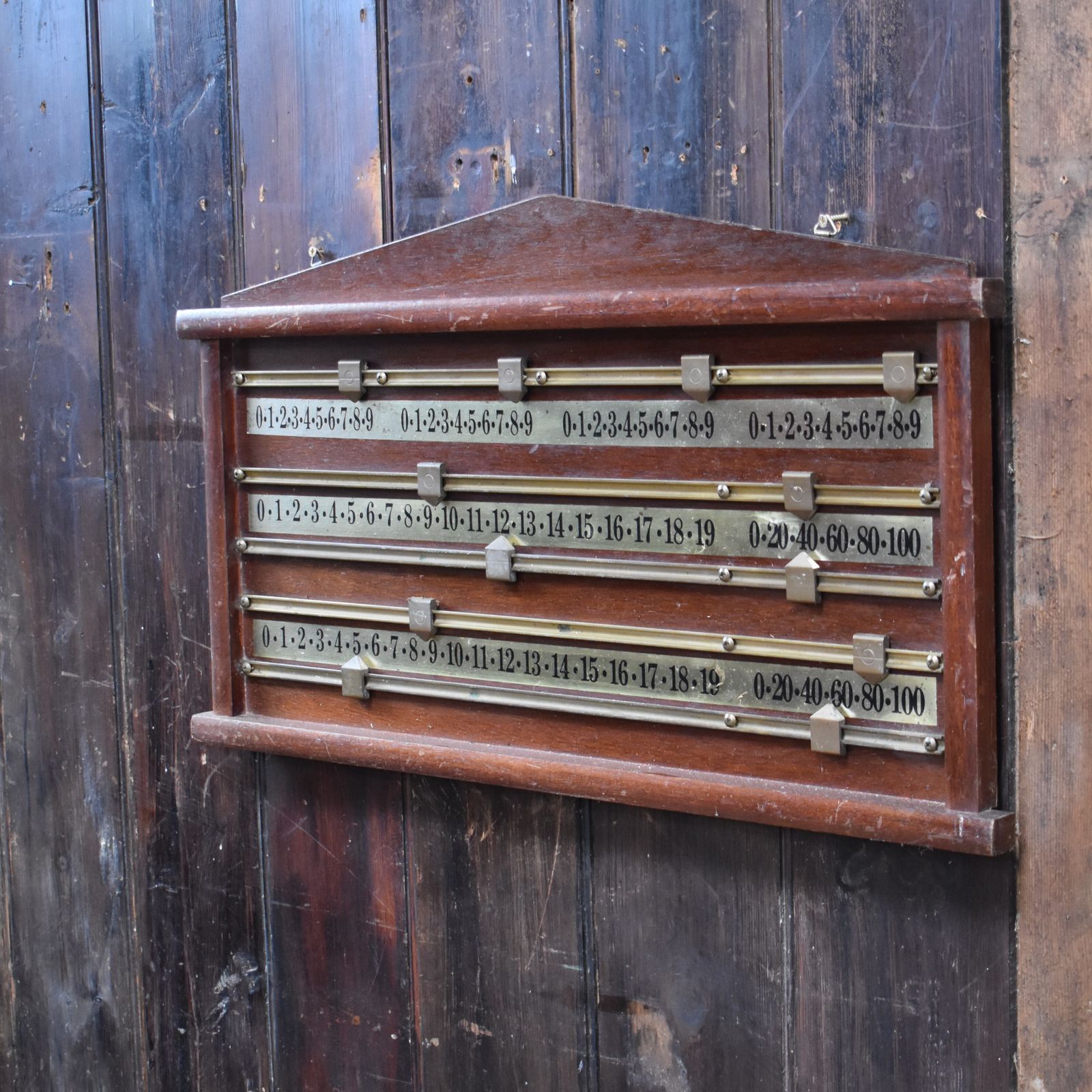 Antique 1900s Mahogany Brass Sliders Four Player Billiards Snooker Scoreboard photo buy