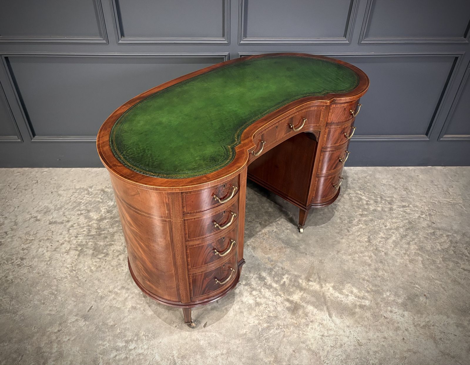Edwardian Mahogany Kidney Shaped Desk photo vintage