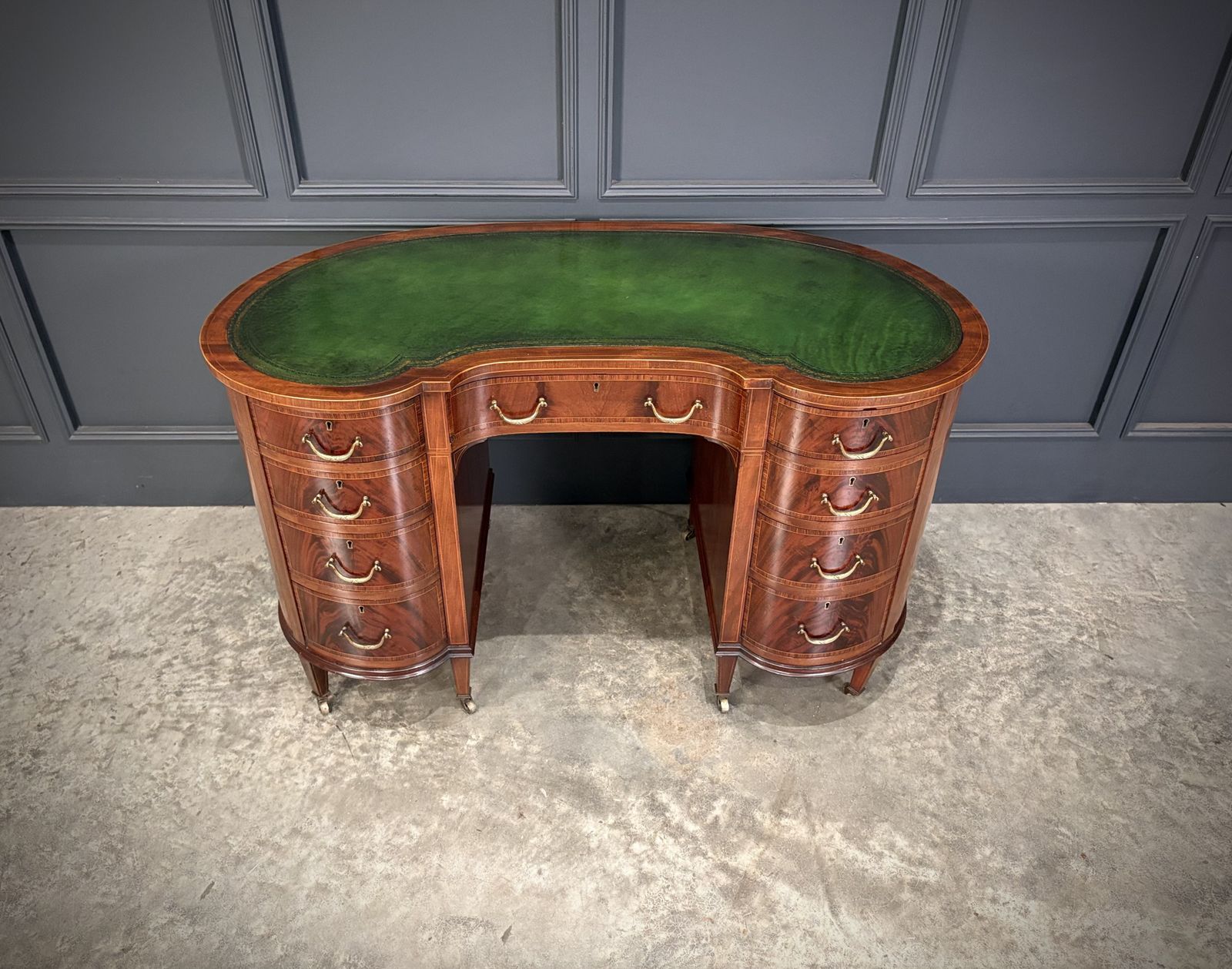 photo for sale Edwardian Mahogany Kidney Shaped Desk