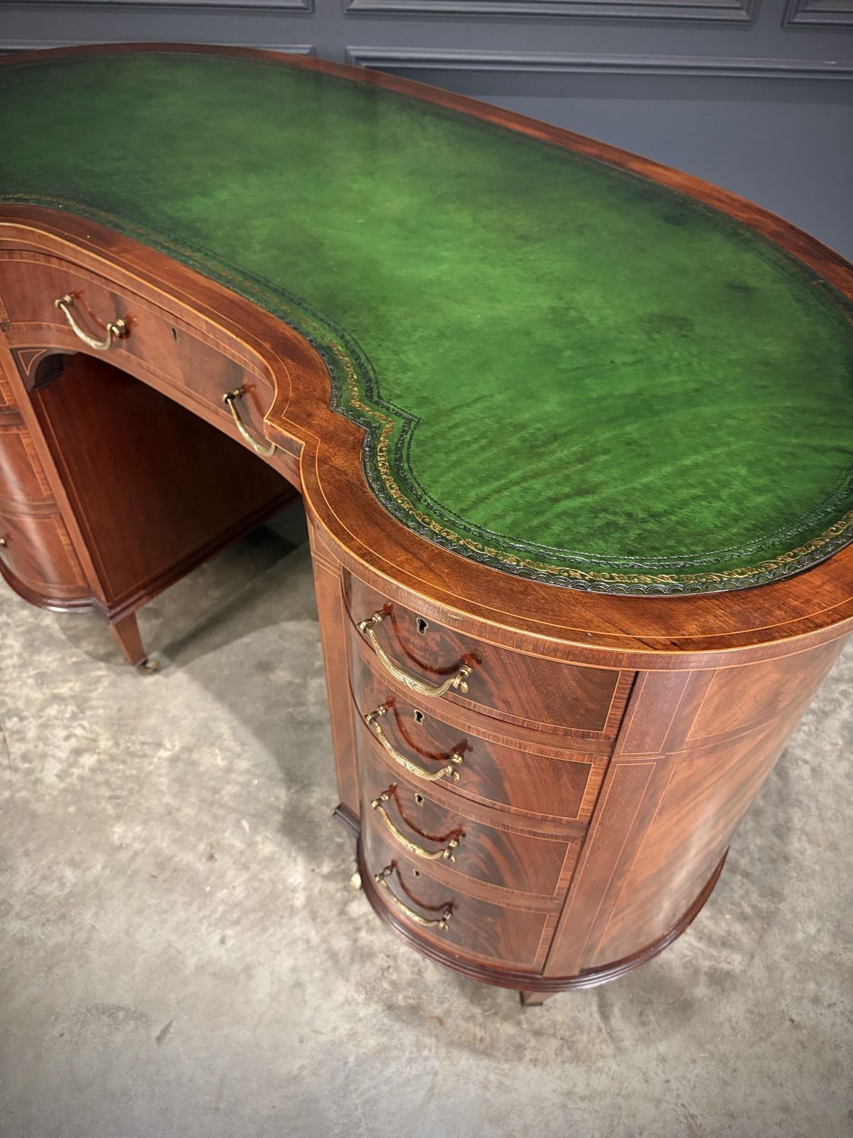 2350.0 Edwardian Mahogany Kidney Shaped Desk photo