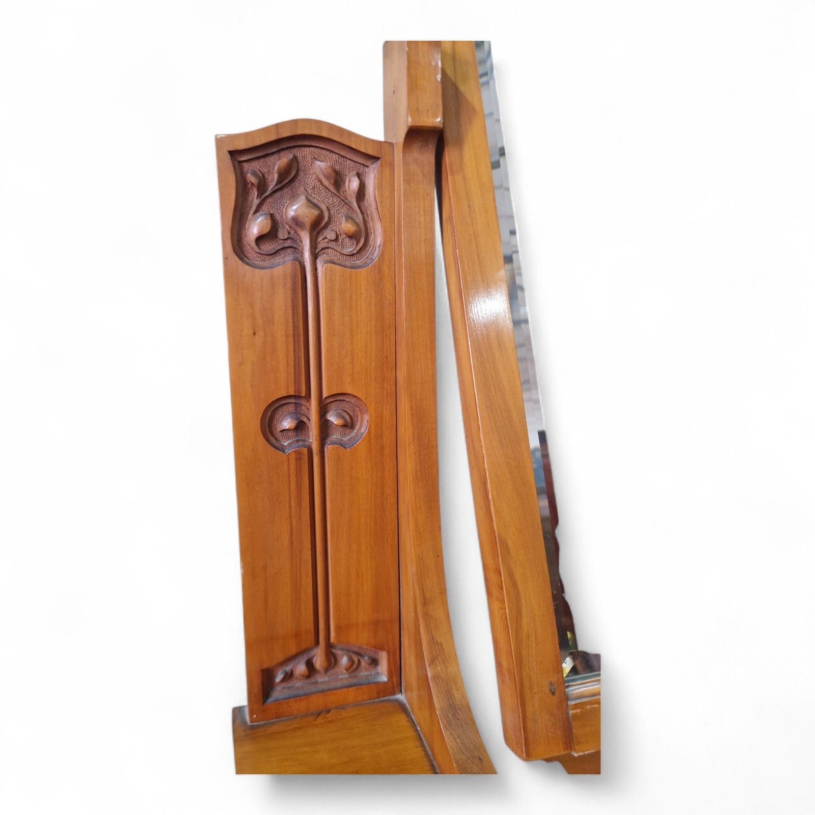 photo vintage Victorian Satinwood Dressing Chest Tilting Mirror Art Nouveau Vanity 6 Drawers
