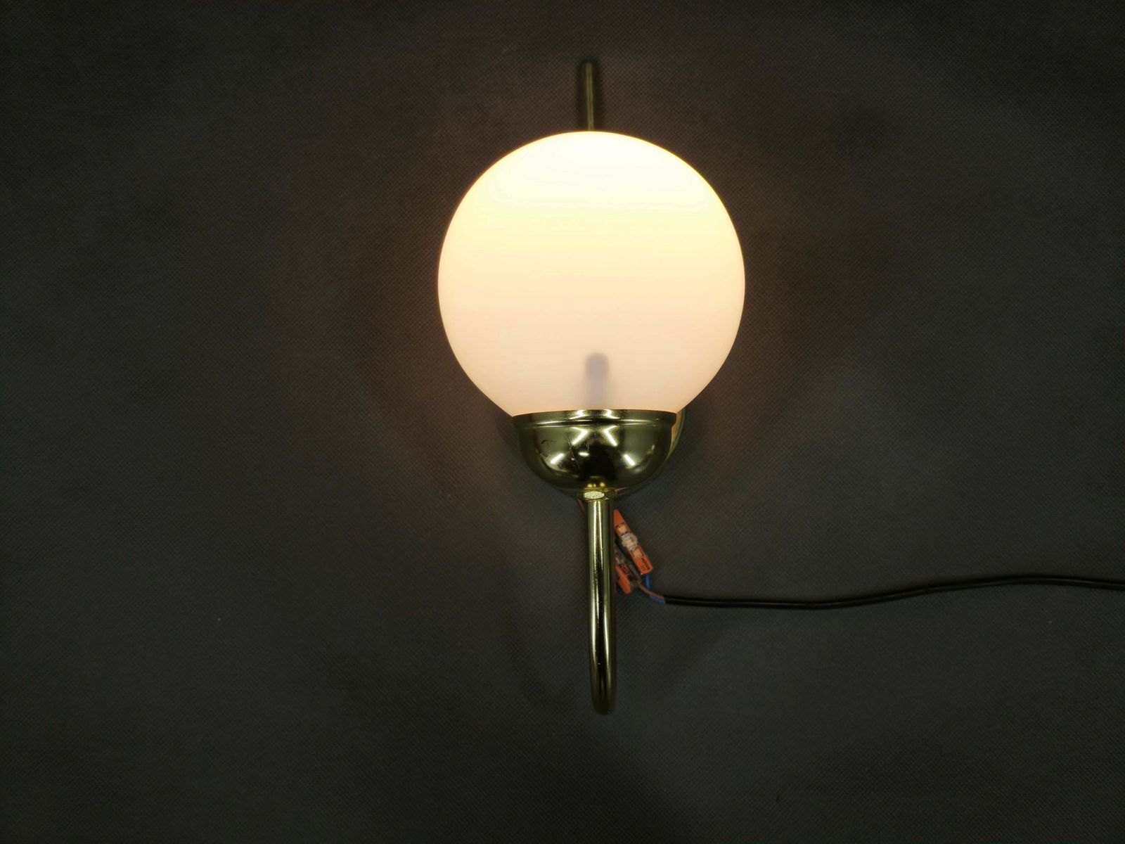 photo for sale Set Of Three Kamenický šenov Brass And Opaline Glass Wall Lights