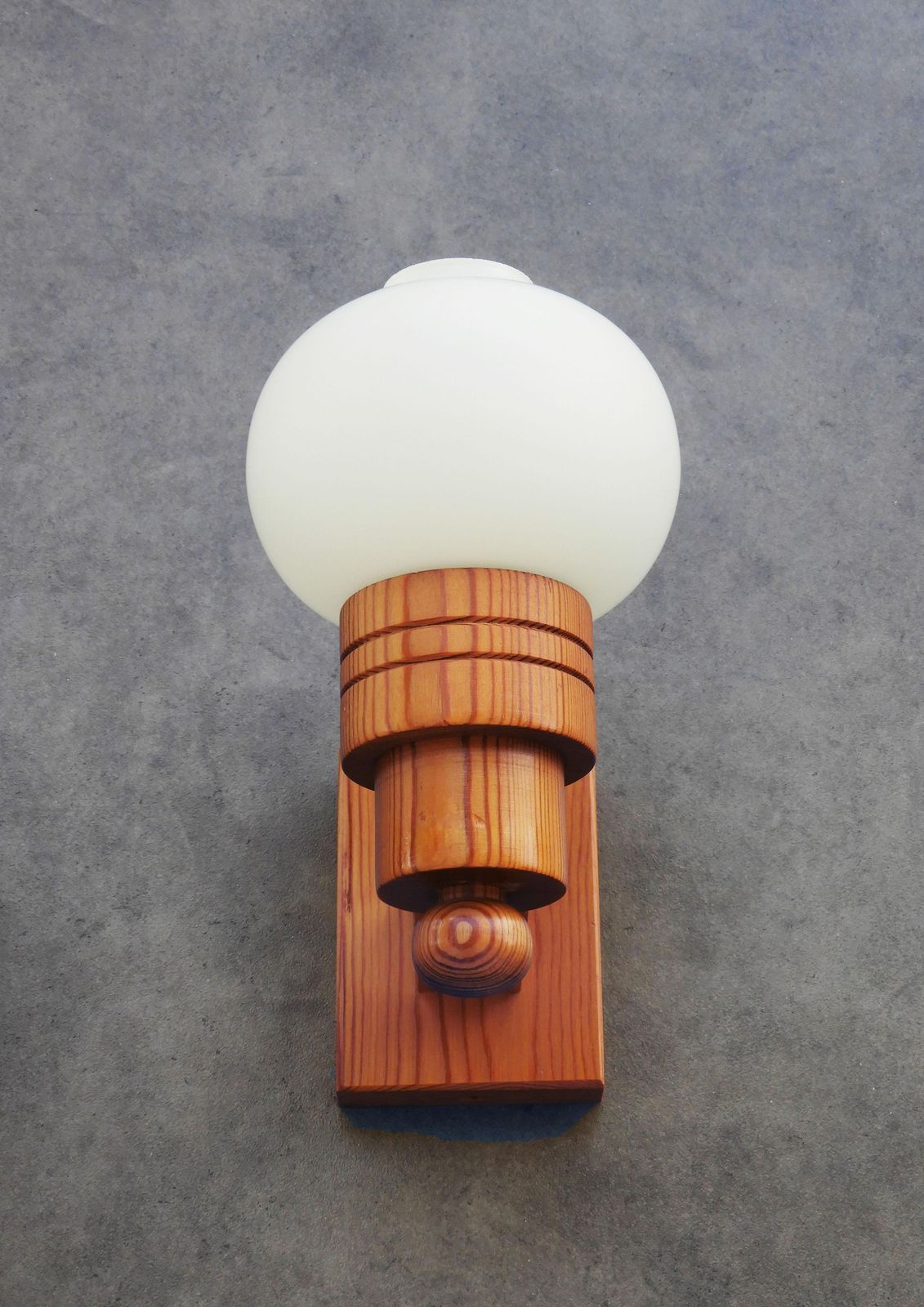 Pair Of Swedish Modern Pine And Opaline Glass Wall Sconces, Aneta C1970 photo buy