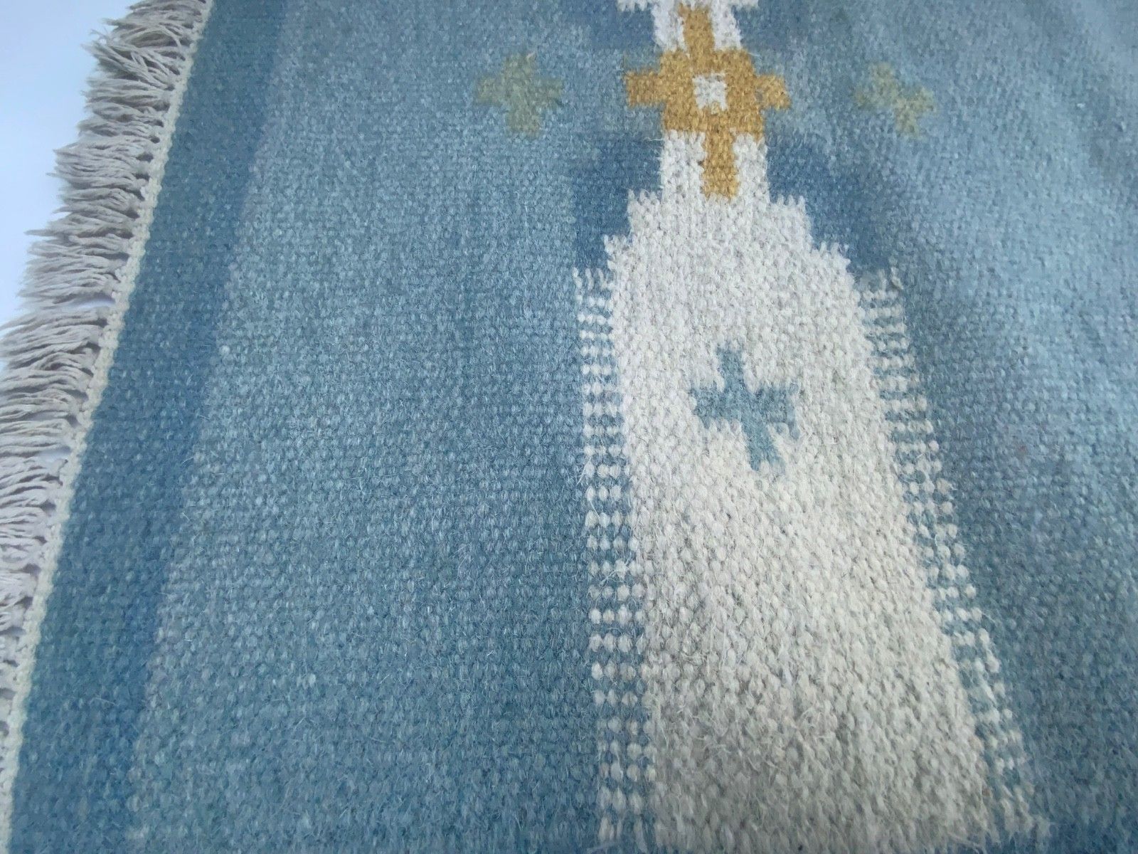 Vintage Zweedse Wollen Vloerkleed Flat Weave Kilim Rölakan 1960 Klein 160 cm x 80 cm photo furniture