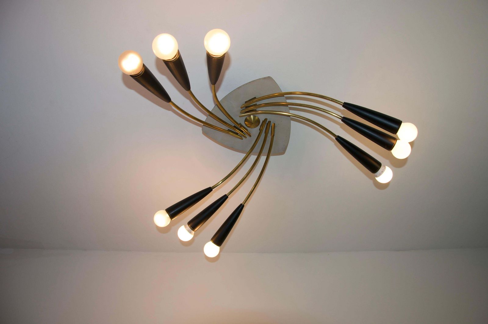 Mid-Century Messing Sputnik Hanglamp, jaren 1950, Duitsland photo Verlichting