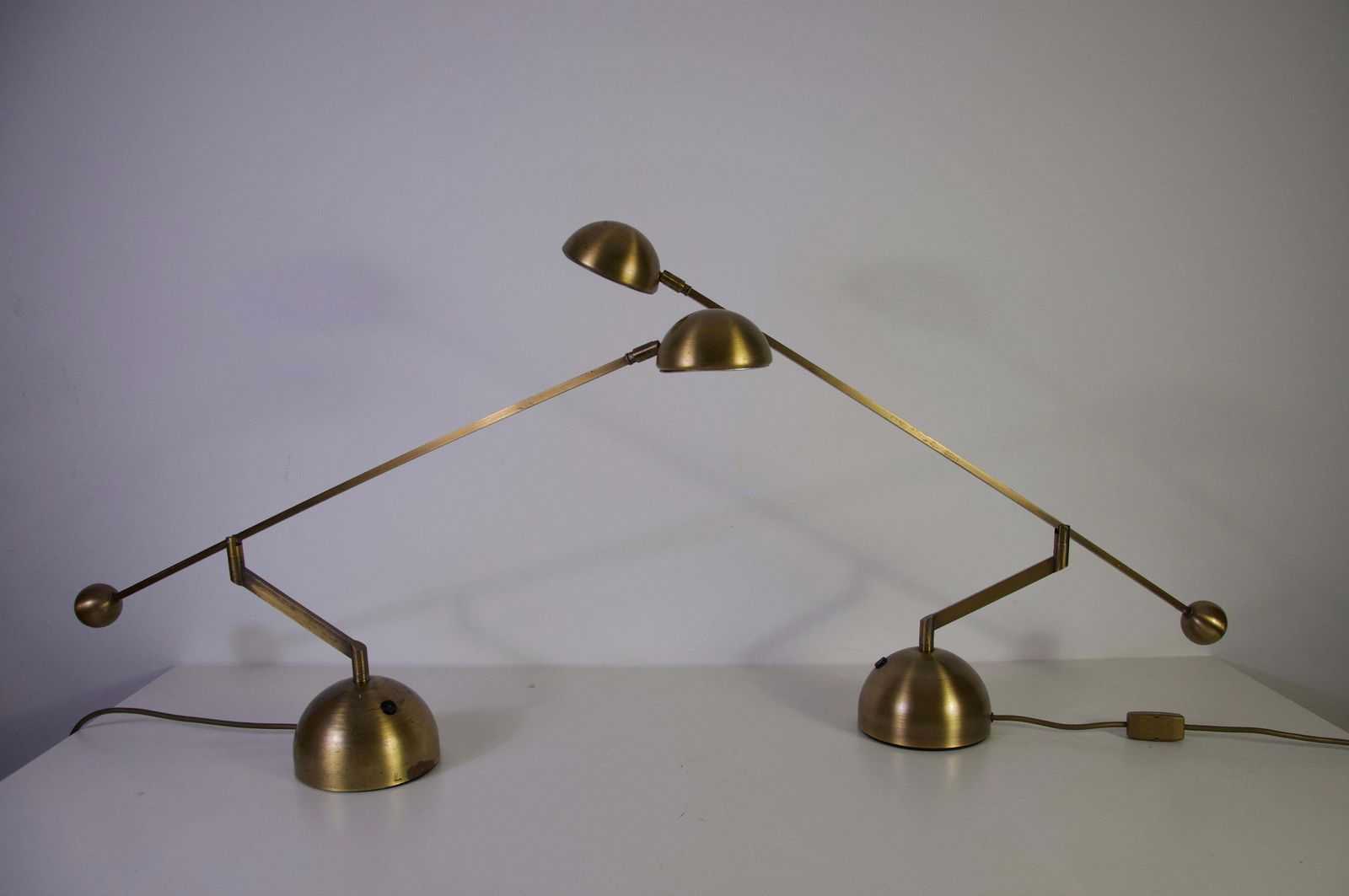 Paar Messing Tafellampen van Sölken, jaren 1960, Duitsland photo furniture