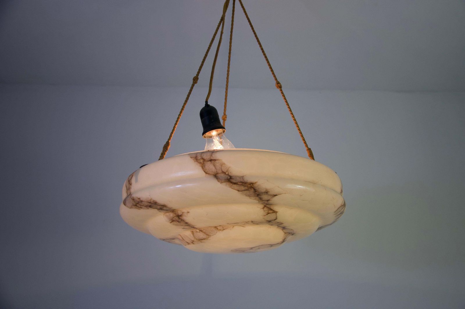 photo vinterior Round Art Deco Glass Pedant Lamp, 1930s, Germany