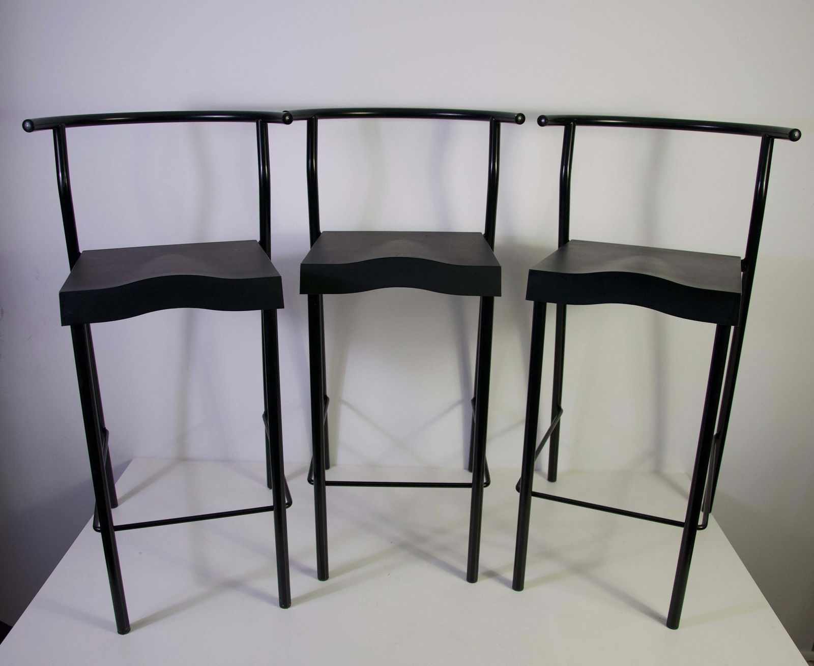 Set van 3 zwarte barkrukken van Philippe Starck voor Kartell, jaren 1980, Italië photo furniture