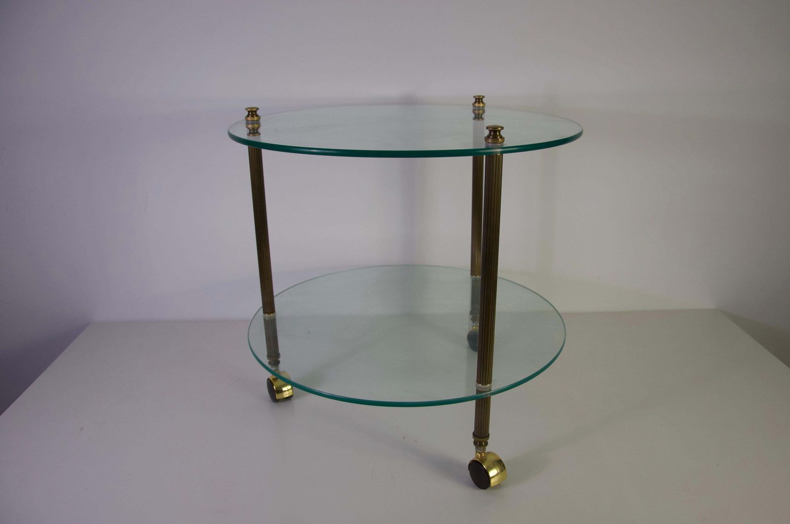 Franse messing en glazen barkar, drankentrolley, ca. jaren 1950 photo furniture