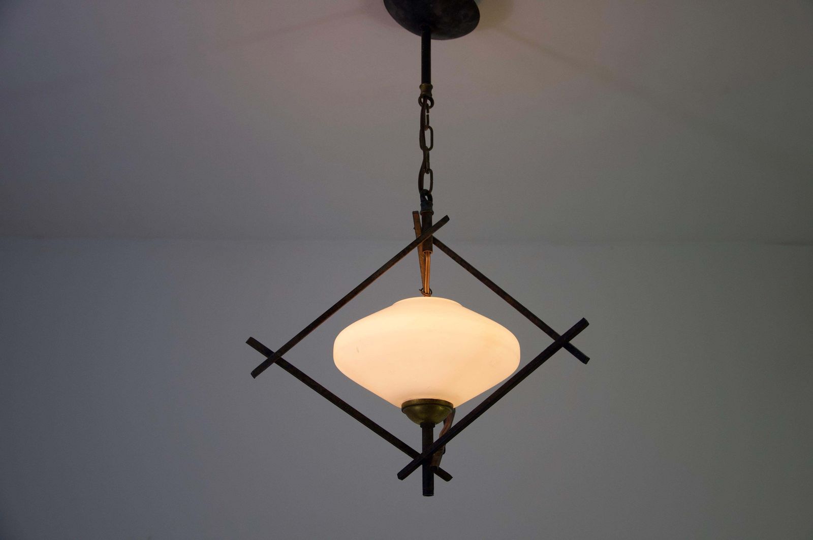 photo buy Black And Opal Glass Pendant Lamp By Maison Lunel, 1960, France