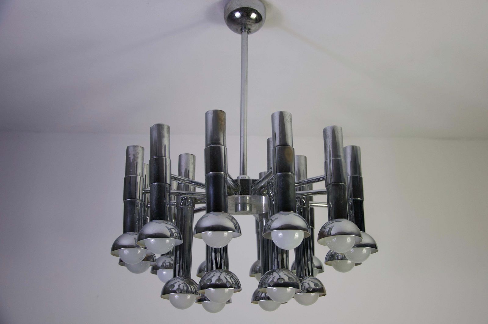 Chrome Chandelier By Gaetano Sciolari, Italy, 1960s photo Lighting