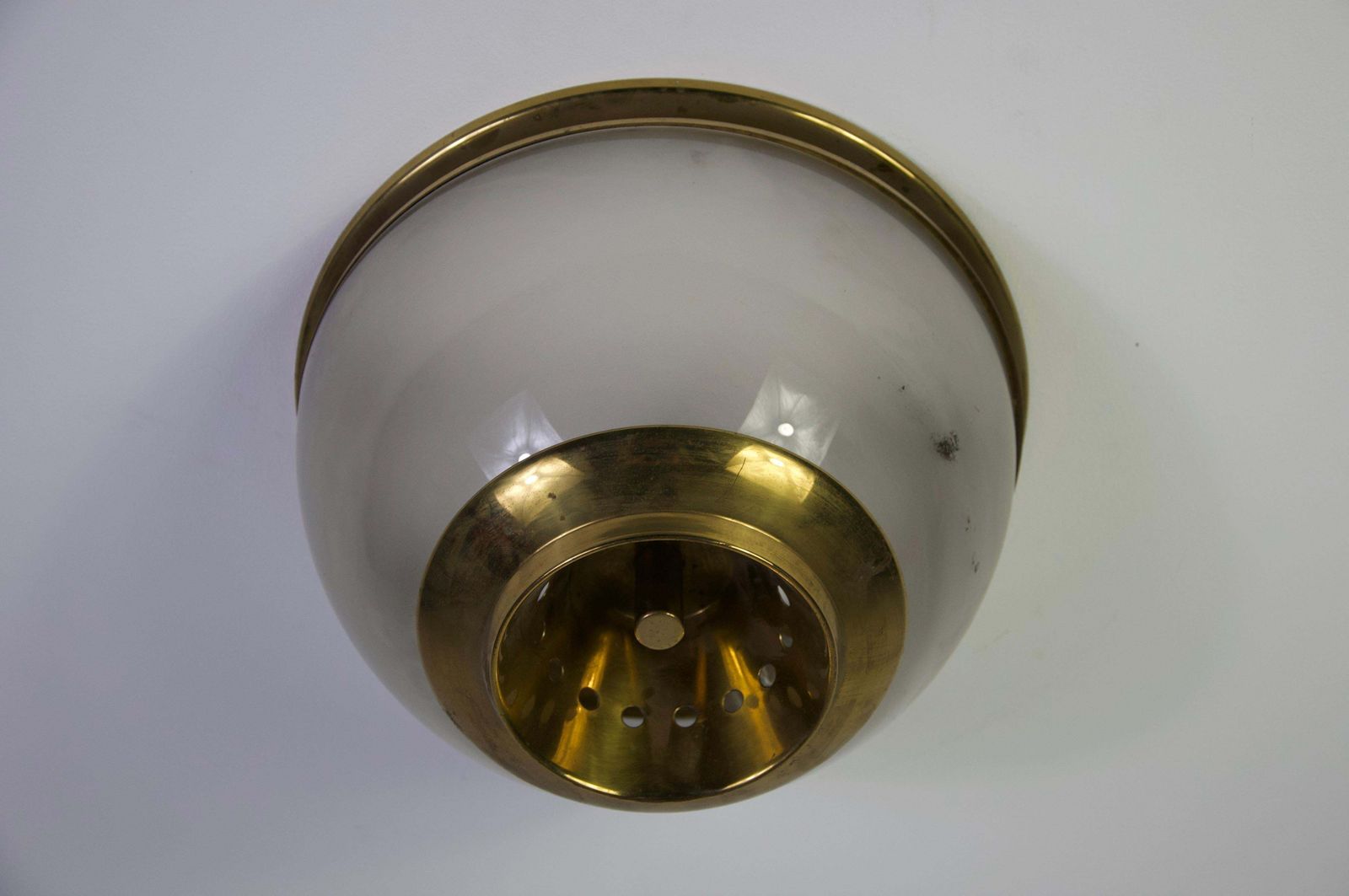Lsp3 Brass And Glass Flush Mount By Luigi Caccia Dominioni For Azucena, 1960s photo vinterior