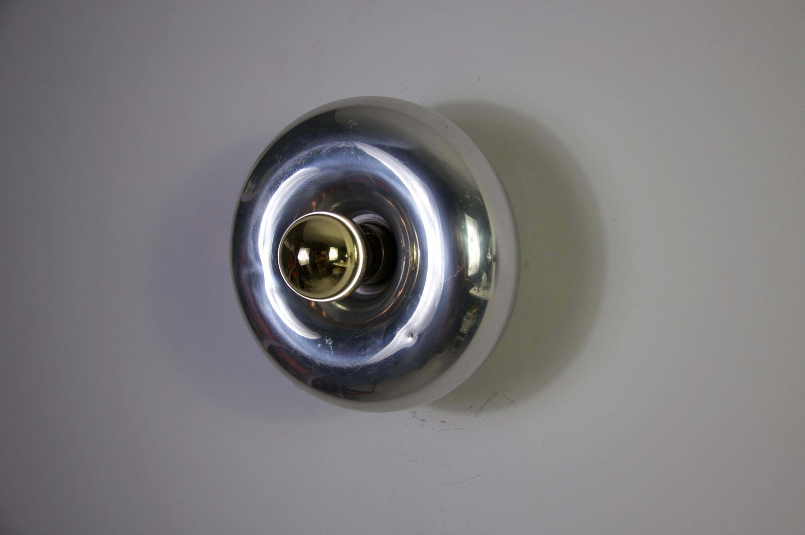 729.0 Pair Of Chrome Disc Shape Wall Lamps Or Flushmounts, 1960s photo