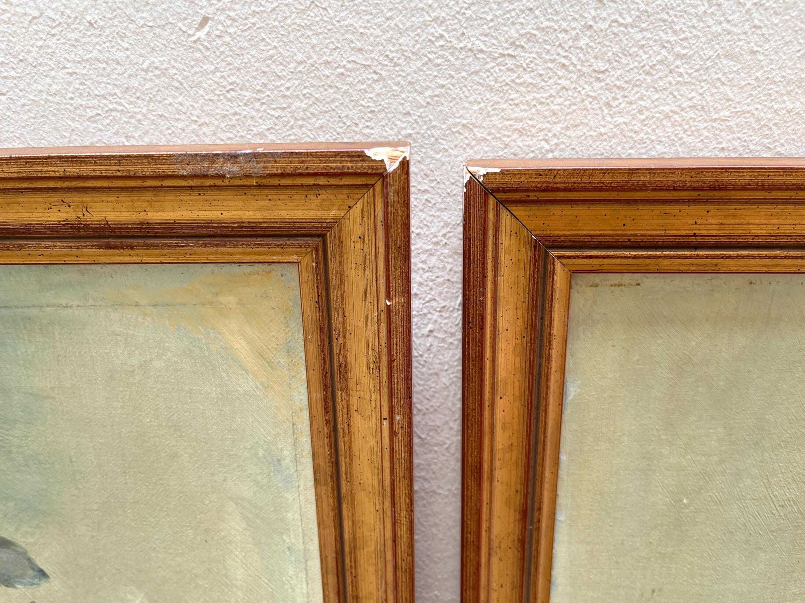 photo vinterior Original 1902's Pair Of Irises Paintings, Antique Still Lives With Gilded Frames, Flowers Pictures