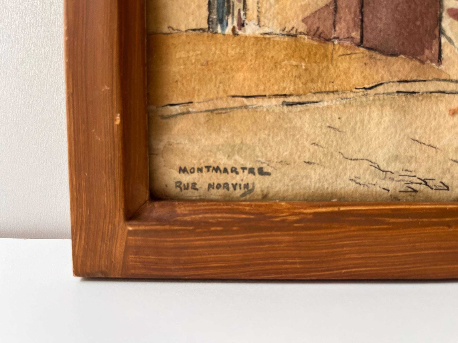 photo furniture Aquarel met Parijs straatgezicht in Montmartre, 1927 – antiek schilderij