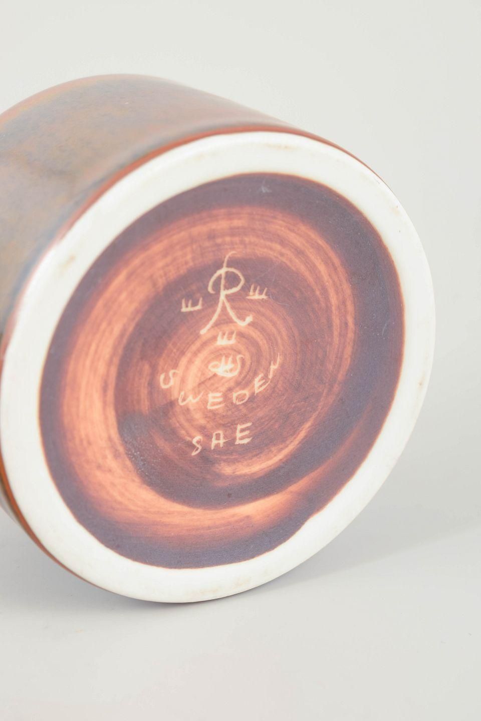 Vase céramique Carl Harry Stålhane pour Rörstrand, col élancé, milieu du XXe siècle photo Décoration