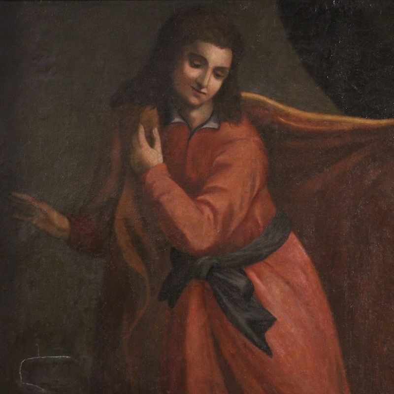 Antiek Italiaans schilderij, Jozef en de vrouw van Potifar, 17e eeuw photo for sale