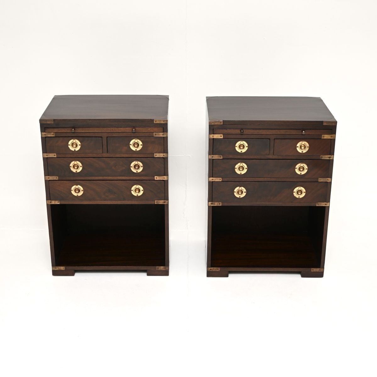 Pair Of Antique Mahogany Military Campaign Bedside Cabinets / Side Tables photo furniture