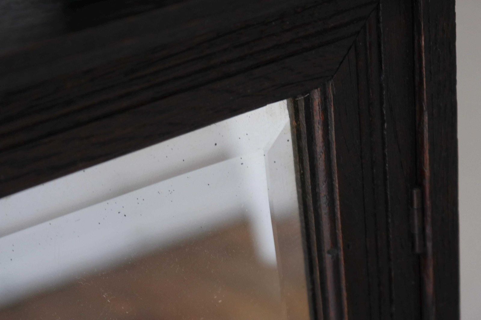 Antiek Eikenhouten Wandkastje met Spiegel, Lade & Haken, art deco Gangkast photo for sale