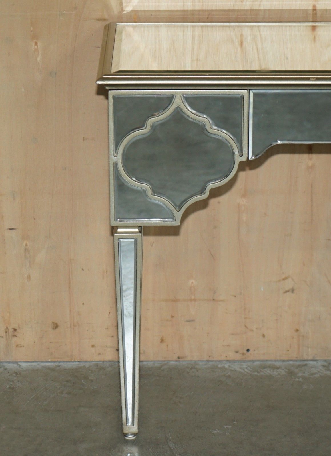 Venetian Glass Mirrored Dressing Table Base With Three Large Drawers Console photo for sale