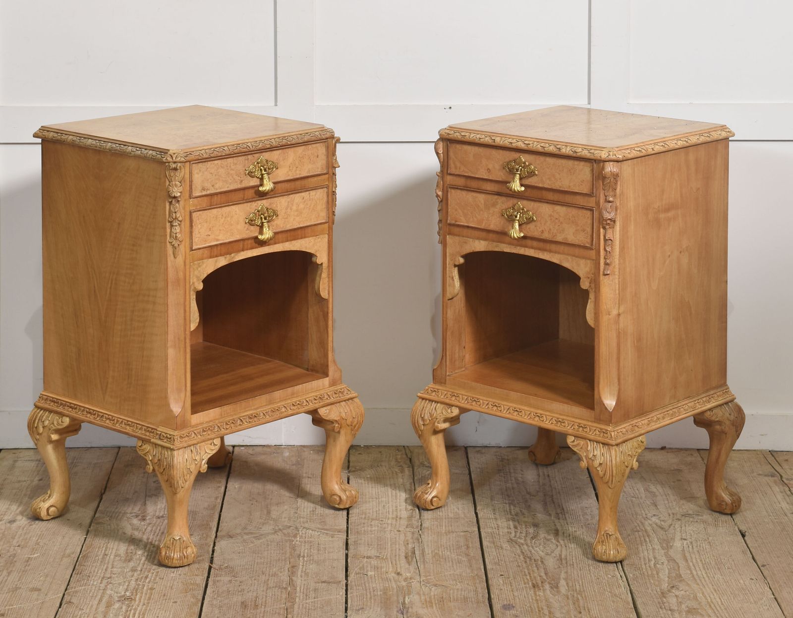 Pair Of Burr Walnut Bedside Cabinets photo furniture