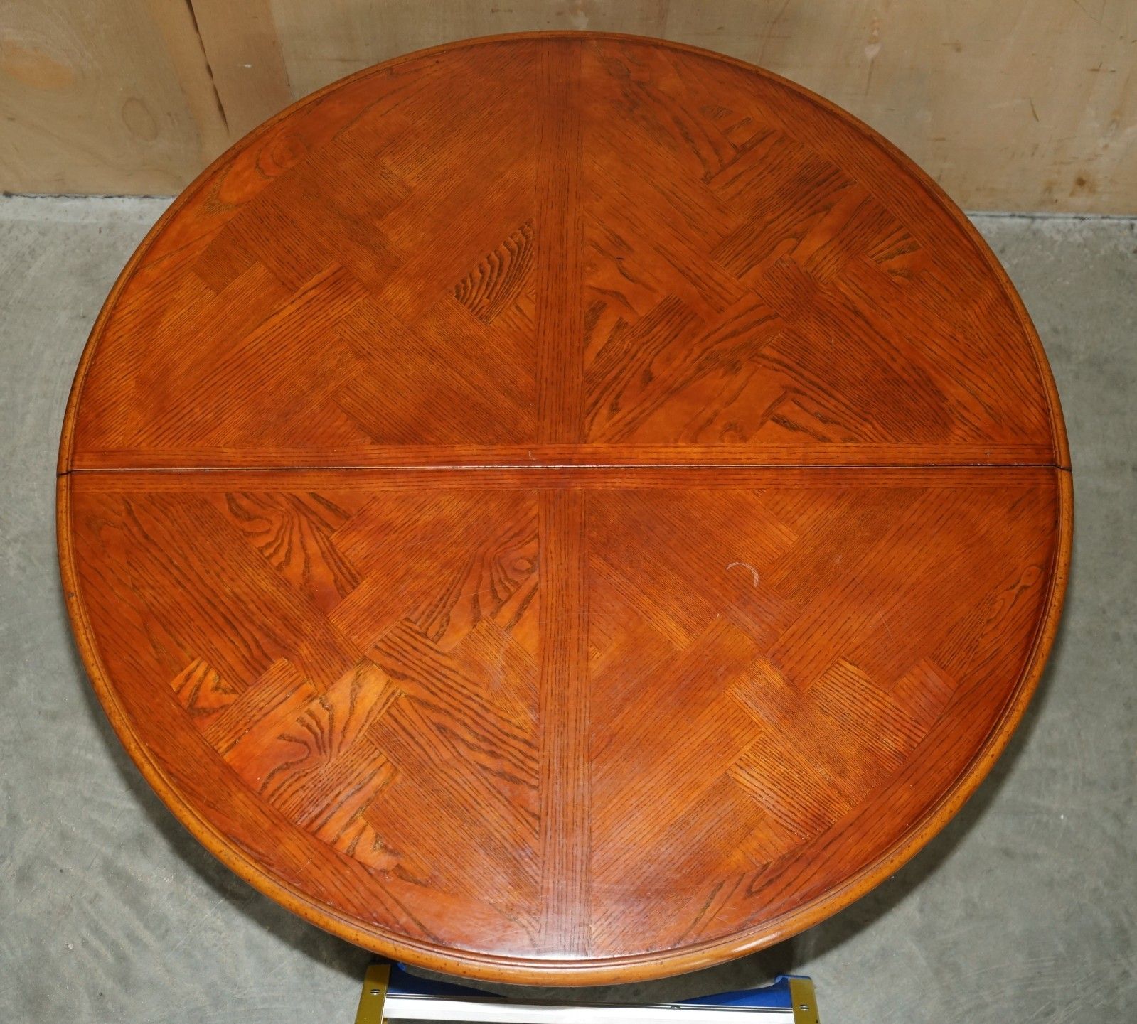 X4 Round Parquetry Topped English Oak And Hardwood Dining Or Occasional Tables photo vinterior
