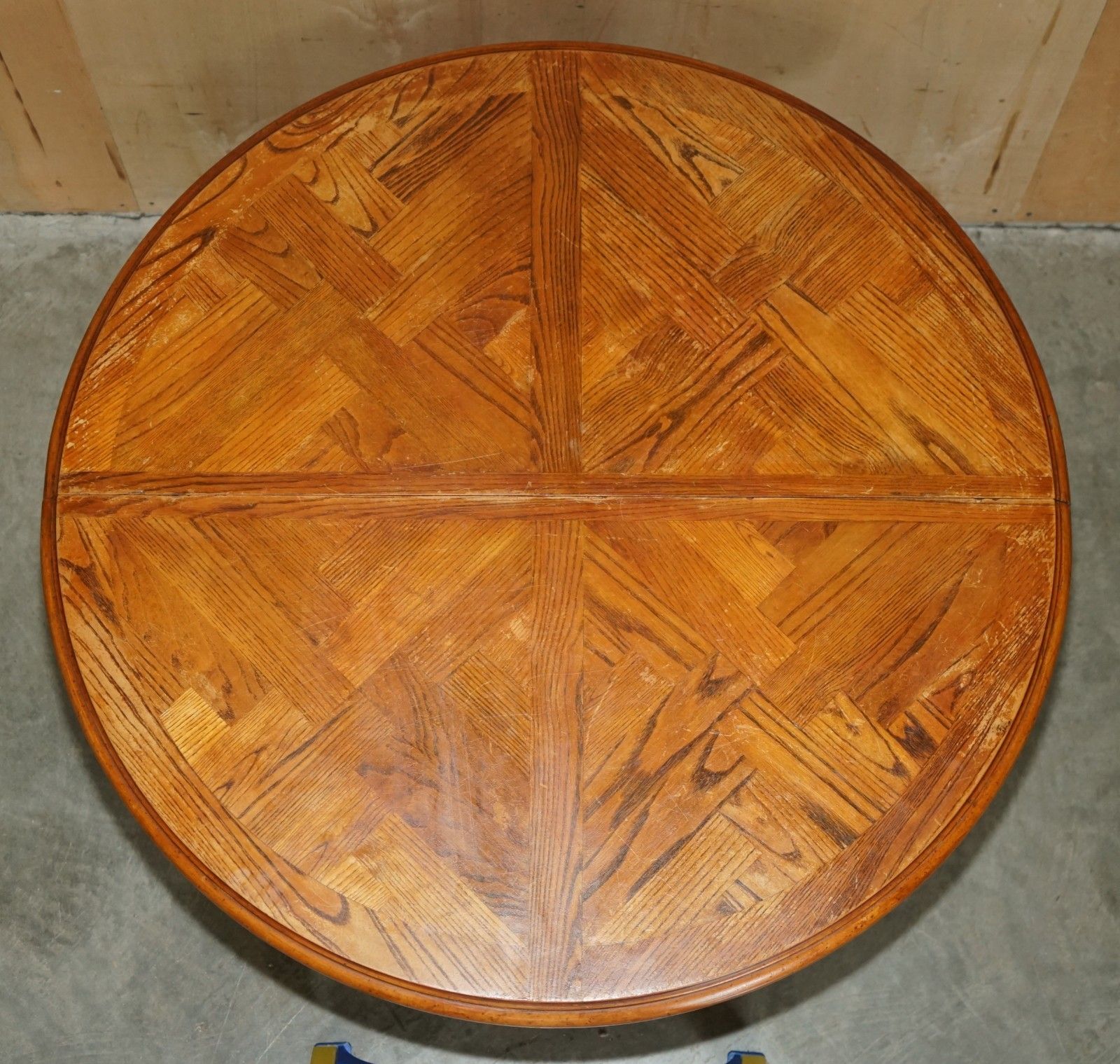 Furniture X4 Round Parquetry Topped English Oak And Hardwood Dining Or Occasional Tables photo