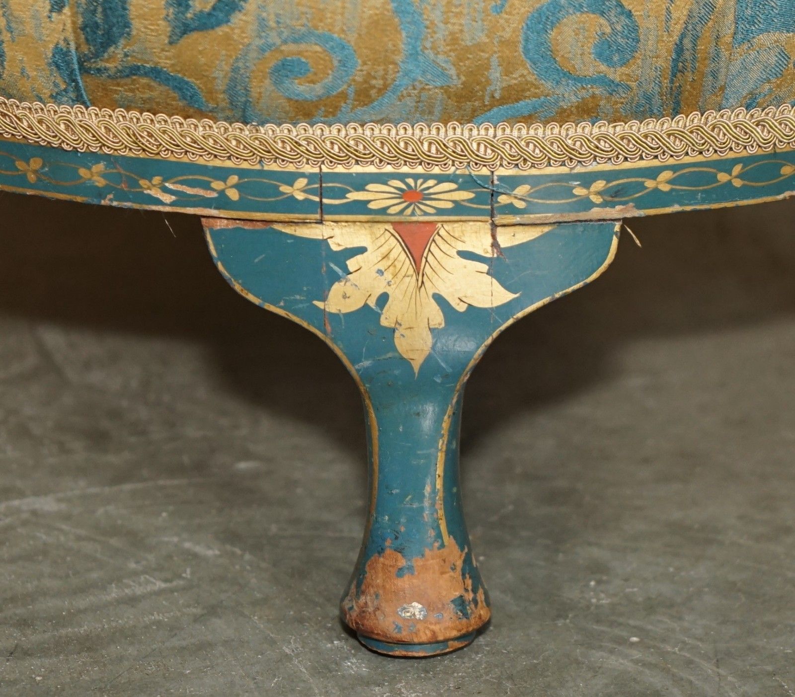 Four Antique Green Chinese Chinoiserie Footstools Pouffes Part Of A Large Suite photo vintage