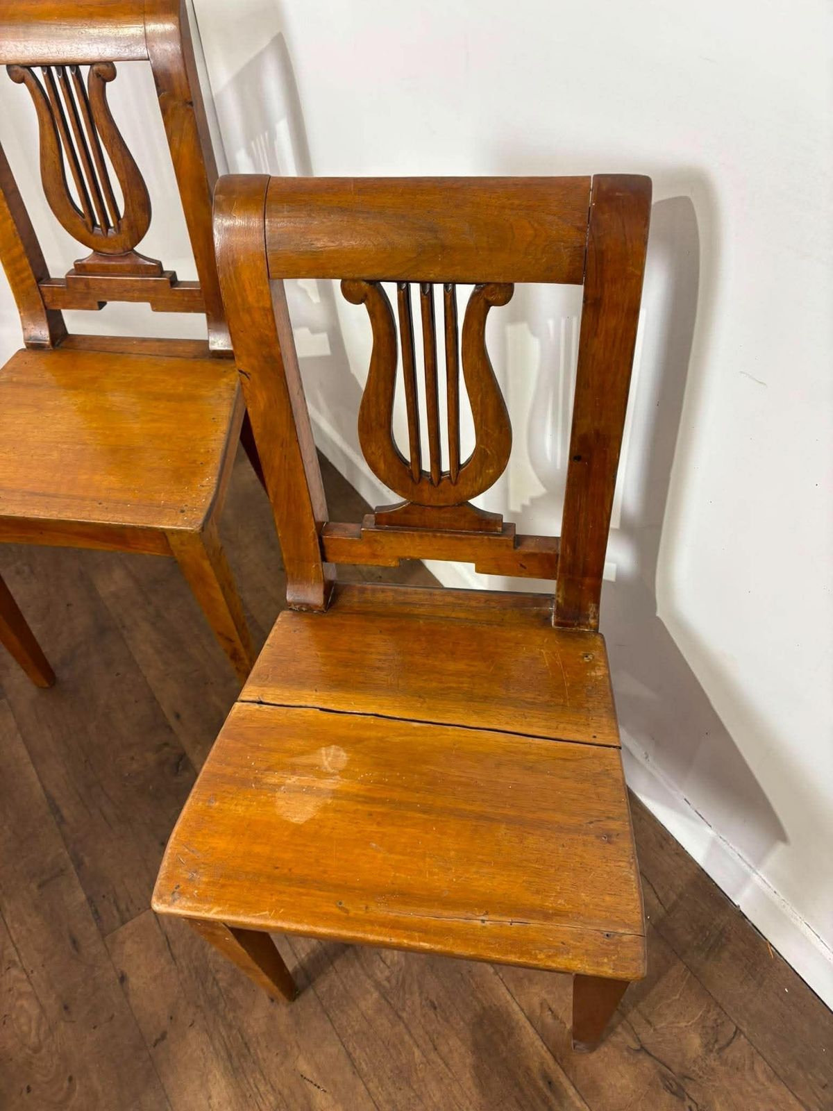 Antique Set Of Five Mahogany Lyre Back Dining Chairs photo furniture