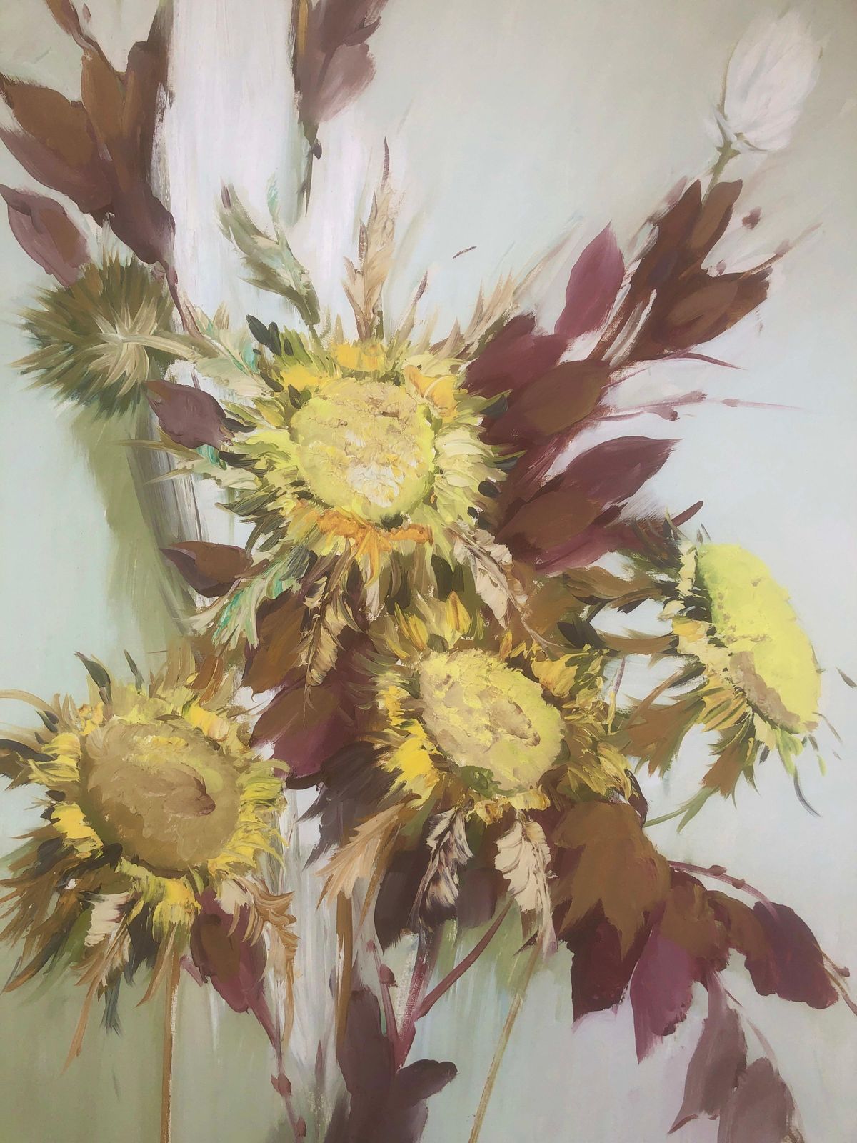 Josep Miquel Serrano Mediterranean Sunflower Bouquet Still Life Expressionist Oil Painting C.1965 photo buy