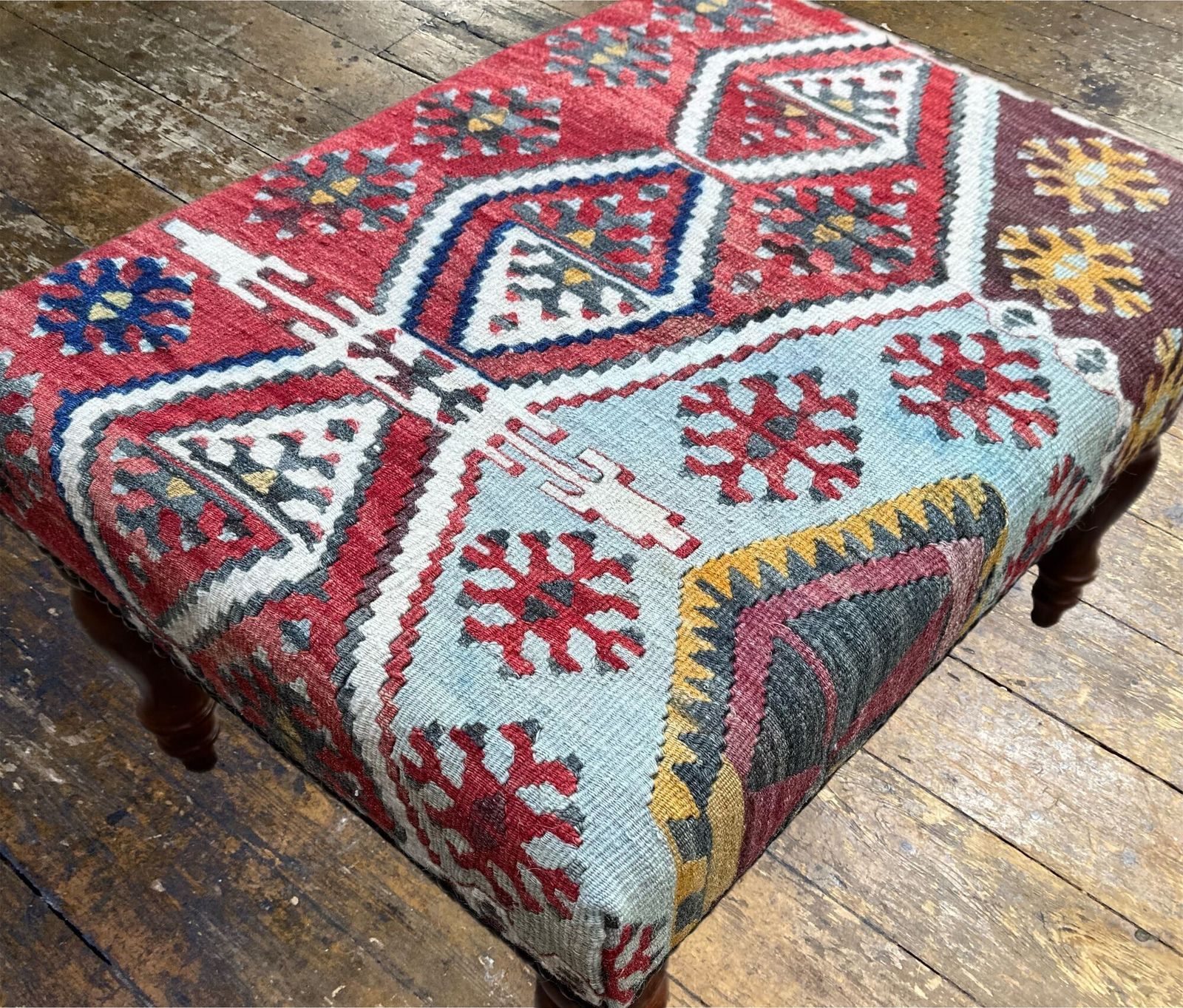 Kilim Covered Stool 0.63m X 0.48m X H0.39m photo furniture