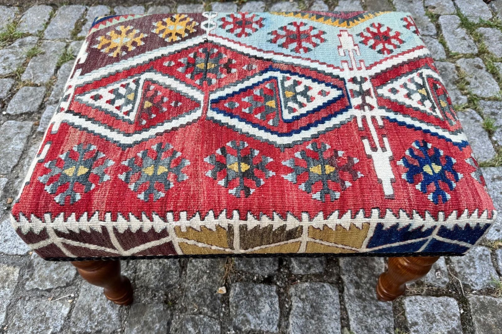 Kilim Covered Stool 0.63m X 0.48m X H0.39m photo 440.0