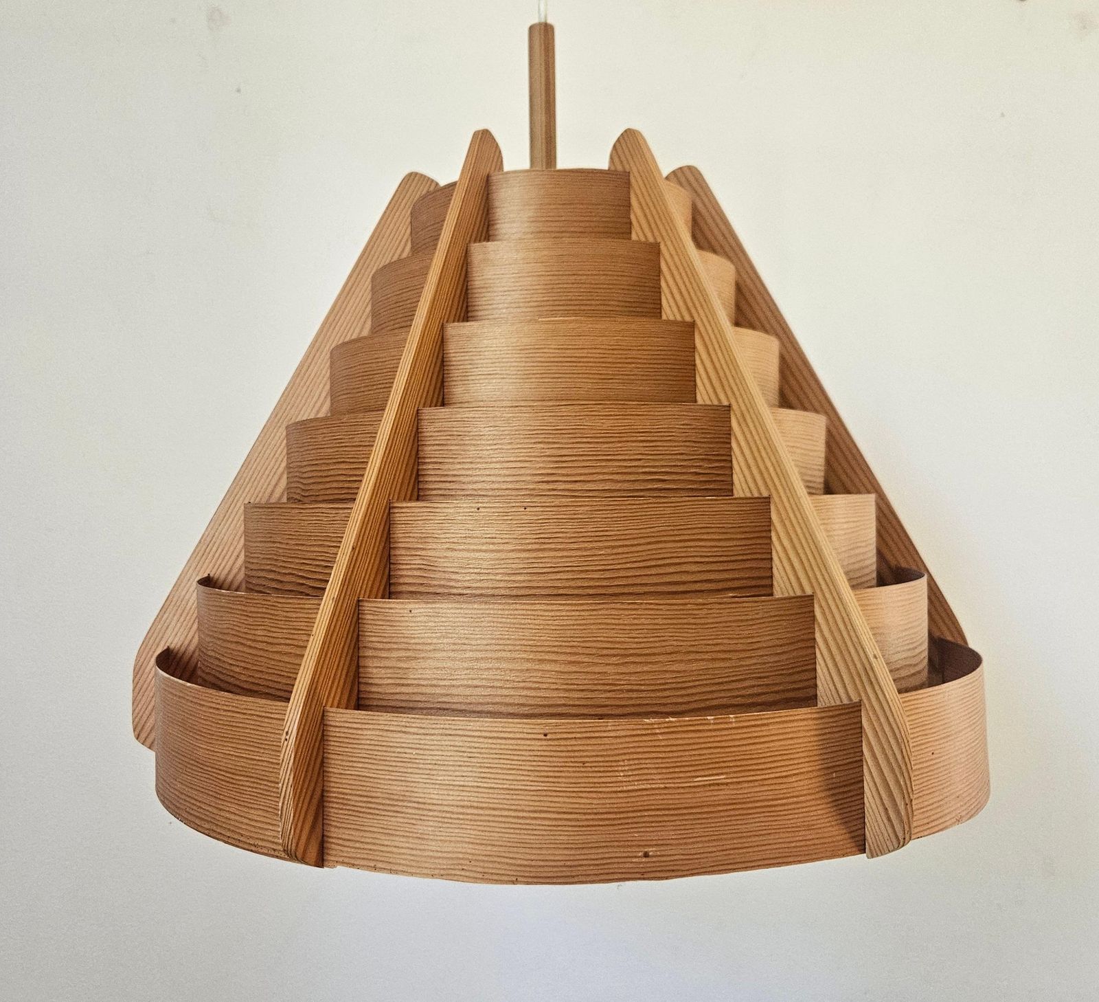 Rare Midcentury Large Wooden Pendant, Hans Agne Jakobsson, Sweden, 1960s photo 1458.0