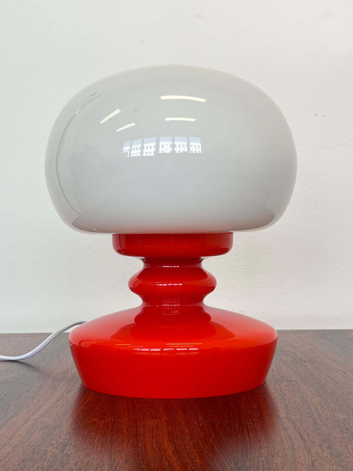 1970s Stepan Tabery Opaline Glass Mushroom Table Lamp, Czechoslovakia photo 349.0
