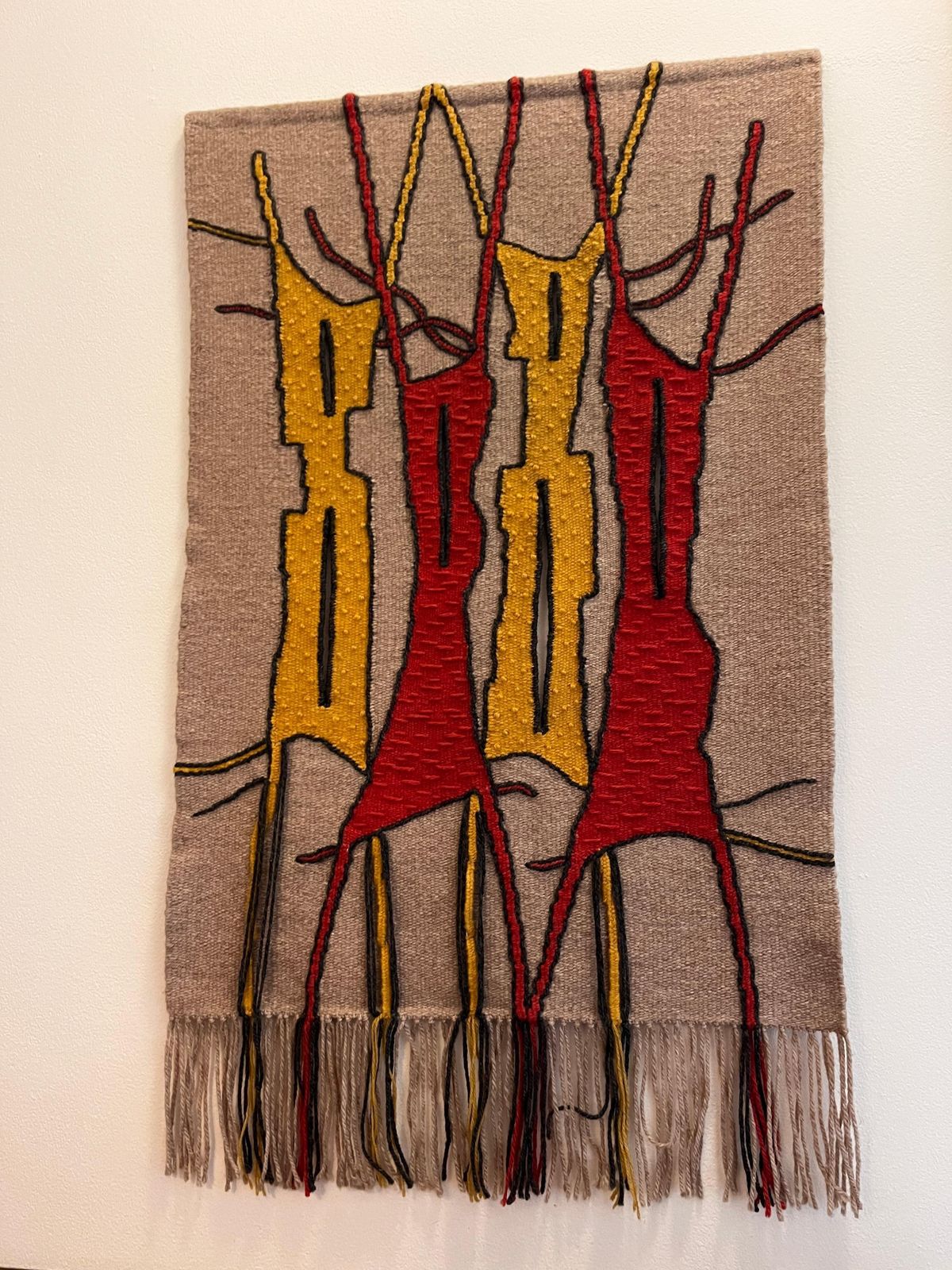 1970s Abstract Design Hand Made Wool Tapestry By Milada Zachova   Czechoslovakia photo for sale