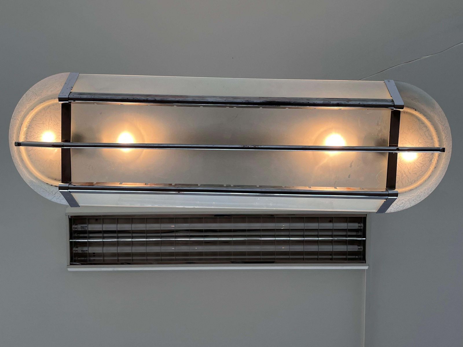 Verlichting XXL Design Chrome Bauhaus Hanglamp | ca. jaren 1940 / Tsjecho-Slowakije photo