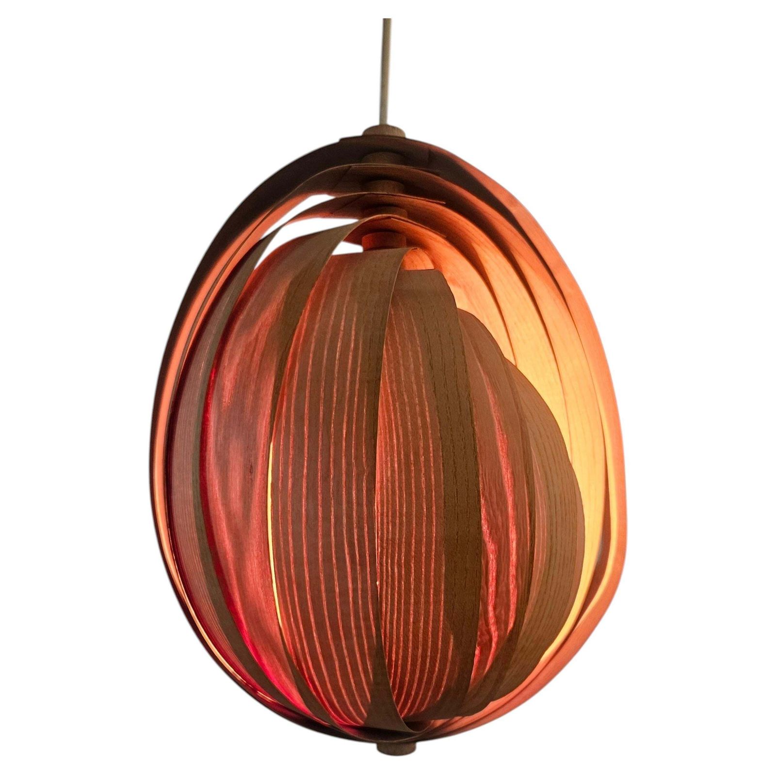 Zeldzame mid-century houten hanglamp in de stijl van Hans Agne Jakobsson, Zweden, jaren 1960