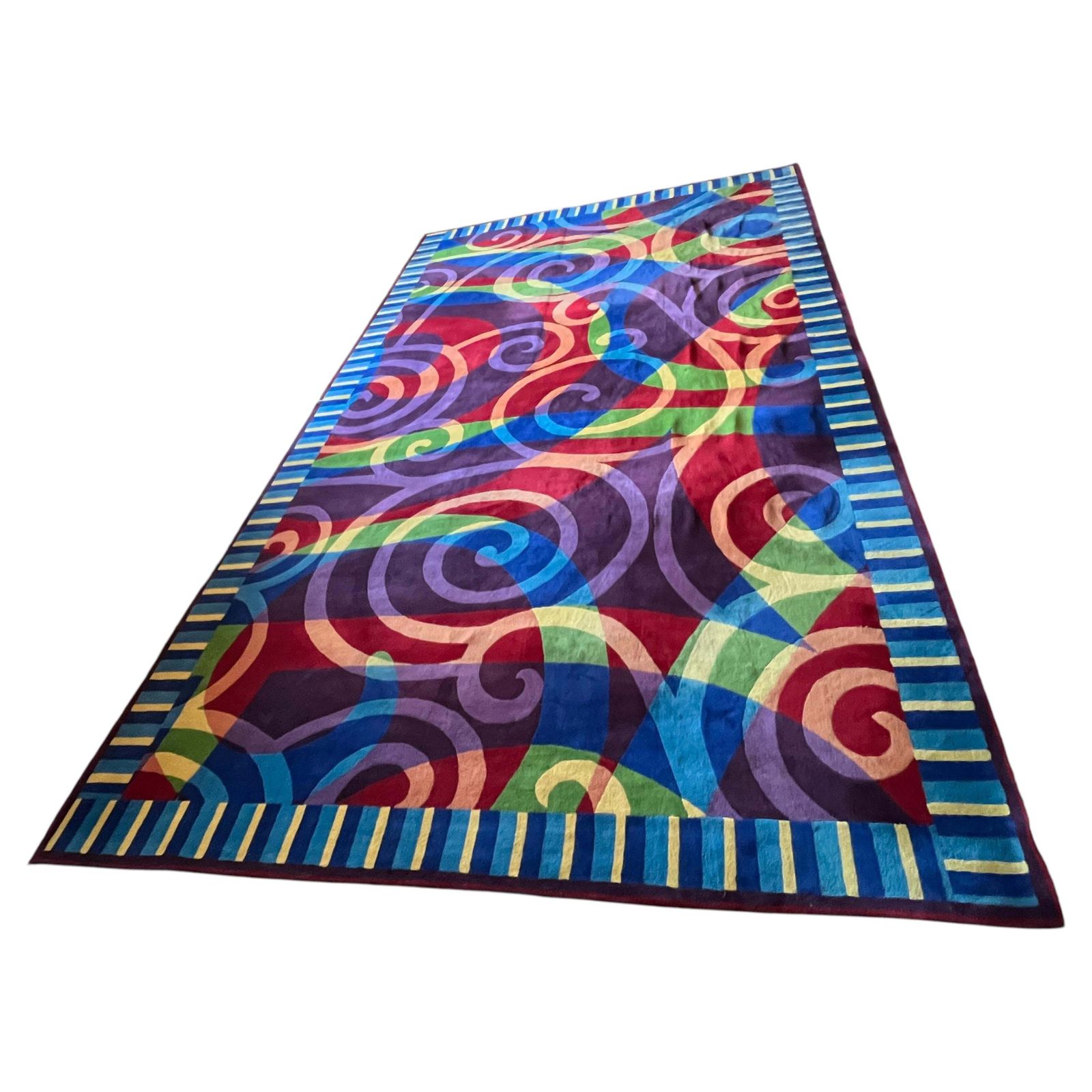 Jaren 1980 XXL Groot Design Abstract Hoogwaardig Wollen Tapijt voor Hilton Hotel