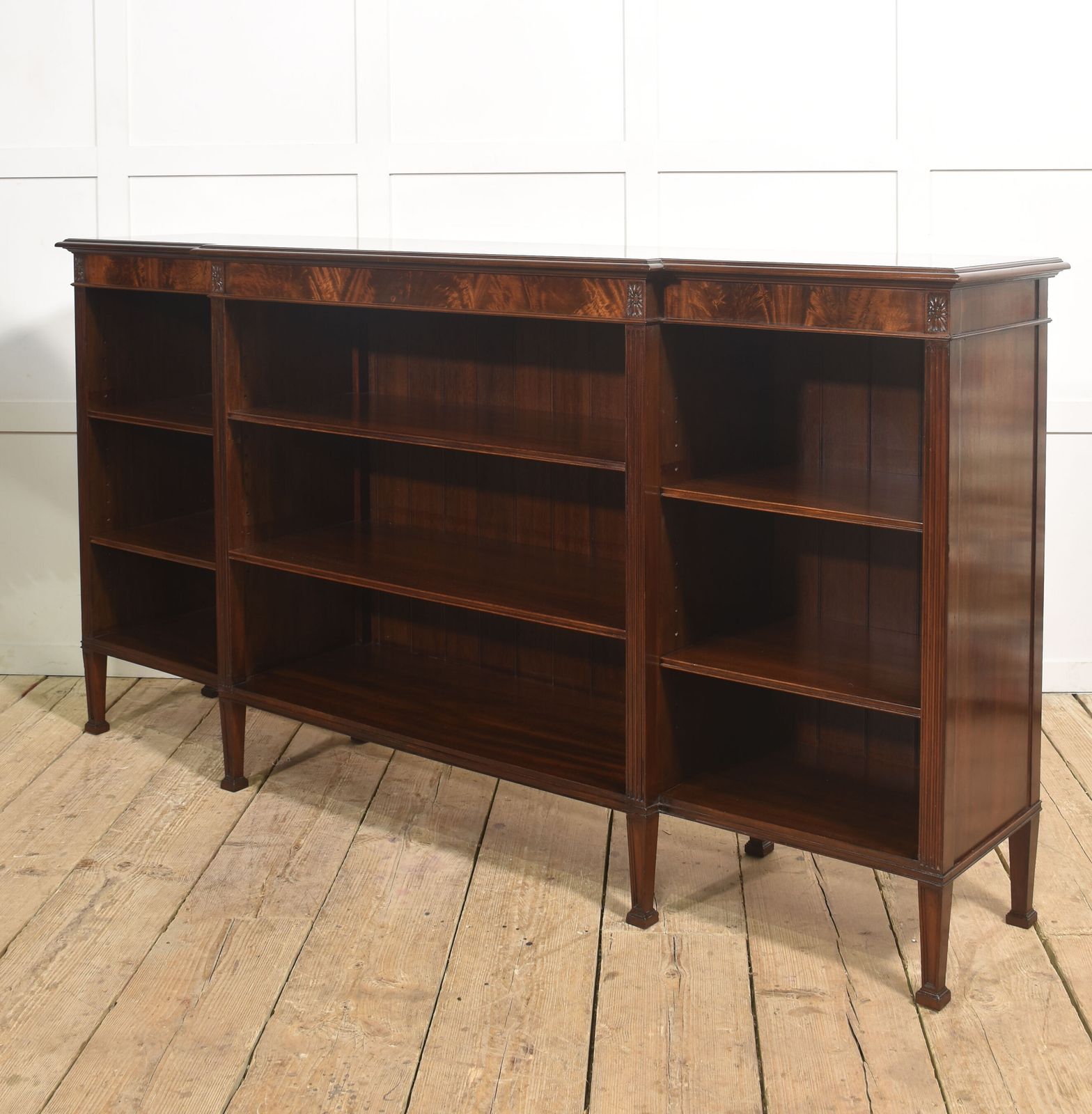 Large Flame Mahogany Breakfront Open Bookcase photo 2754.0