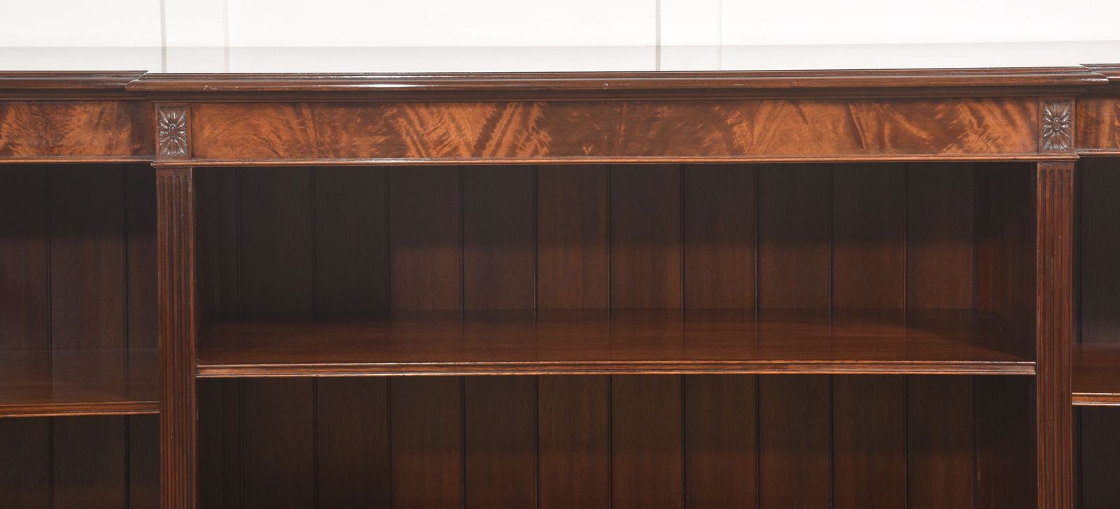 Large Flame Mahogany Breakfront Open Bookcase photo buy
