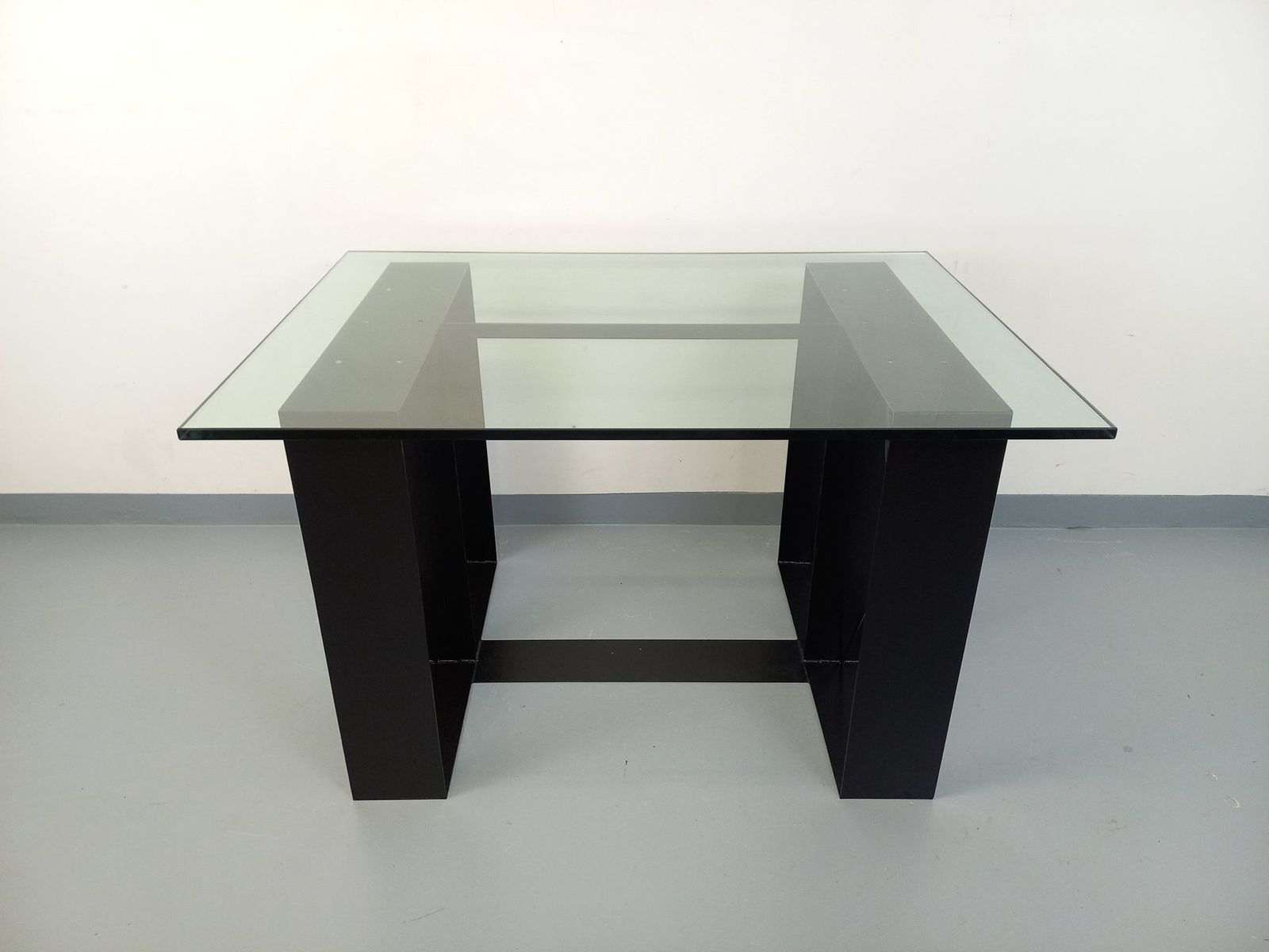 Rectangular High Table In Glass And Black Metal photo furniture
