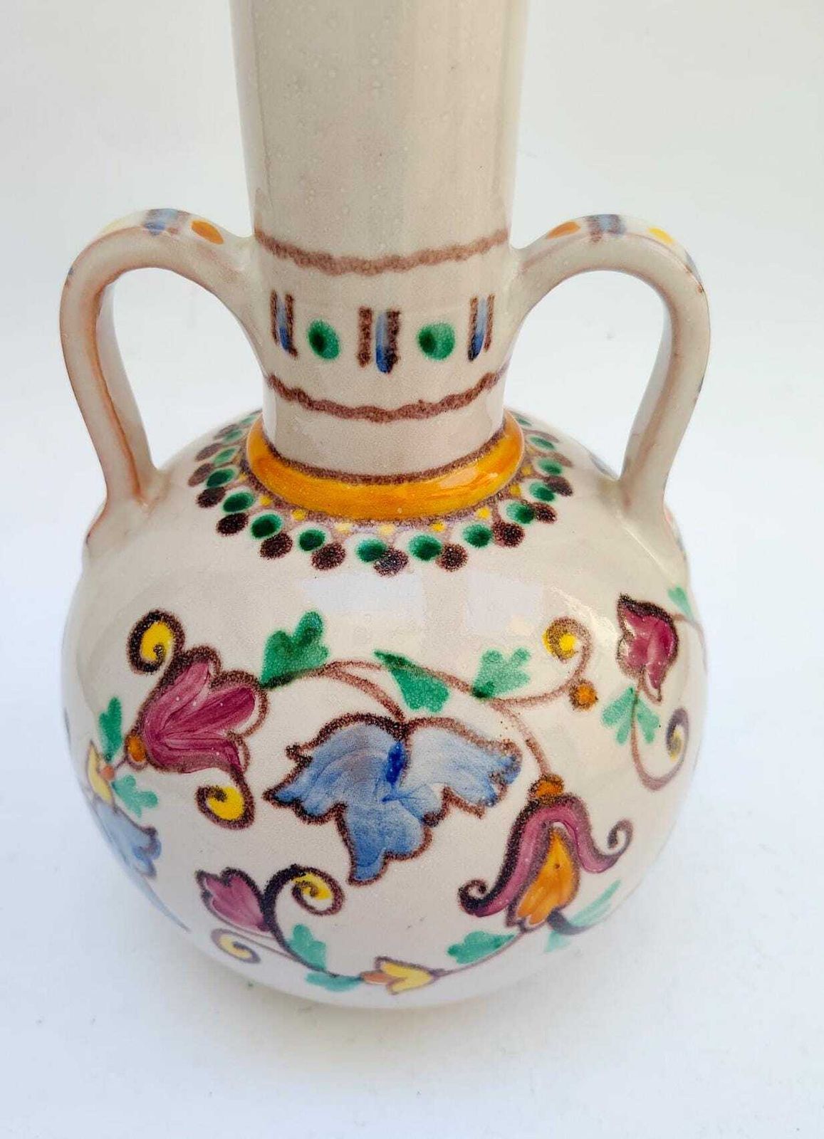 Keramische vaas van Vincenzo Pinto, Vietri sul Mare, bloemendecor, Italiaans mid-century photo Woonaccessoires