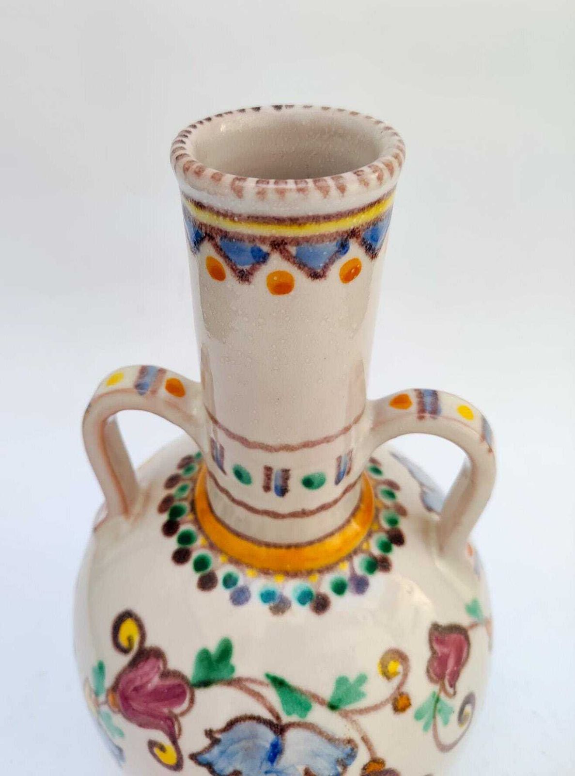 Ceramic Vase By Vincenzo Pinto, Vietri Sul Mare, Floral Design, Italian Mid Century Home photo vintage