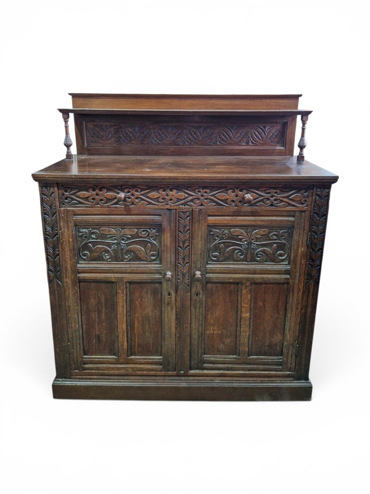 Antique Carved Oak Buffet Sideboard Cabinet Dresser Display Cupboard Storage photo furniture