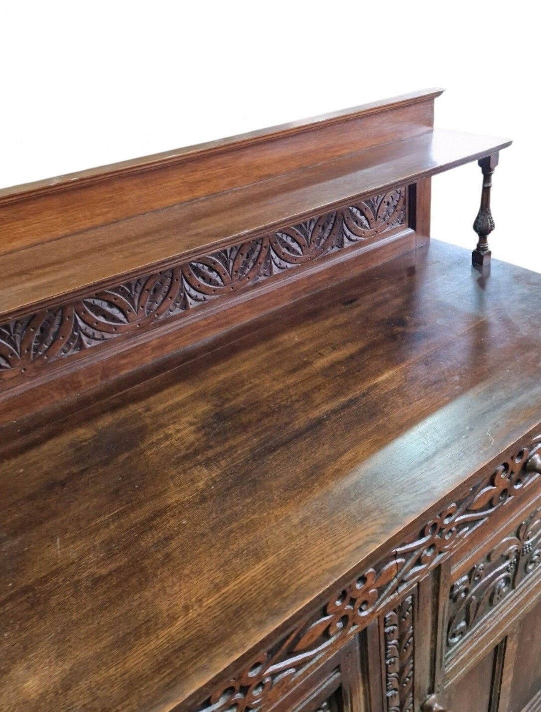 photo for sale Antique Carved Oak Buffet Sideboard Cabinet Dresser Display Cupboard Storage