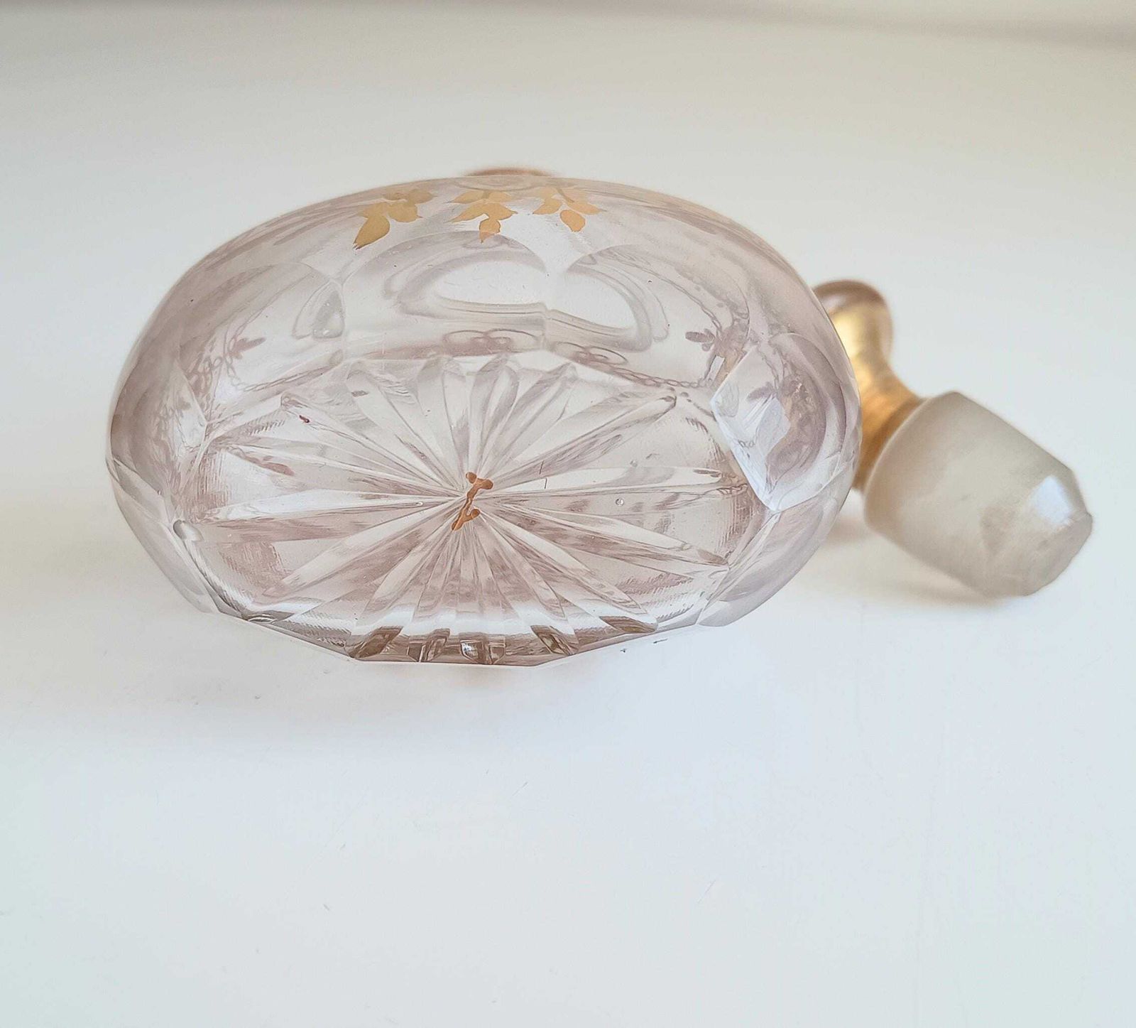 Antique French Gilt Perfume Bottle: Baccarat Circle Napoleon III Era Crystal Scent C 1900 photo buy