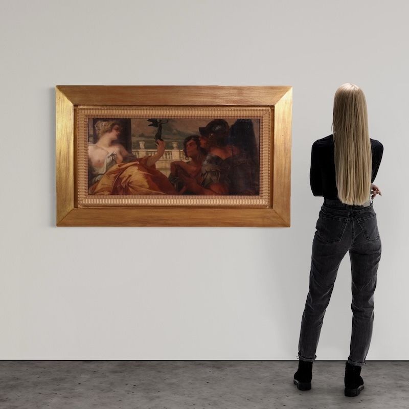 Schilderij gesigneerd Pompeo Massani, Allegorie van de Overwinning photo for sale