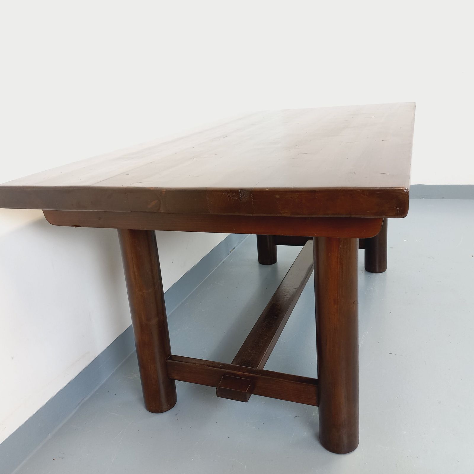 photo for sale Georges Robert Brutalist Rectangular Table In Dark Pine